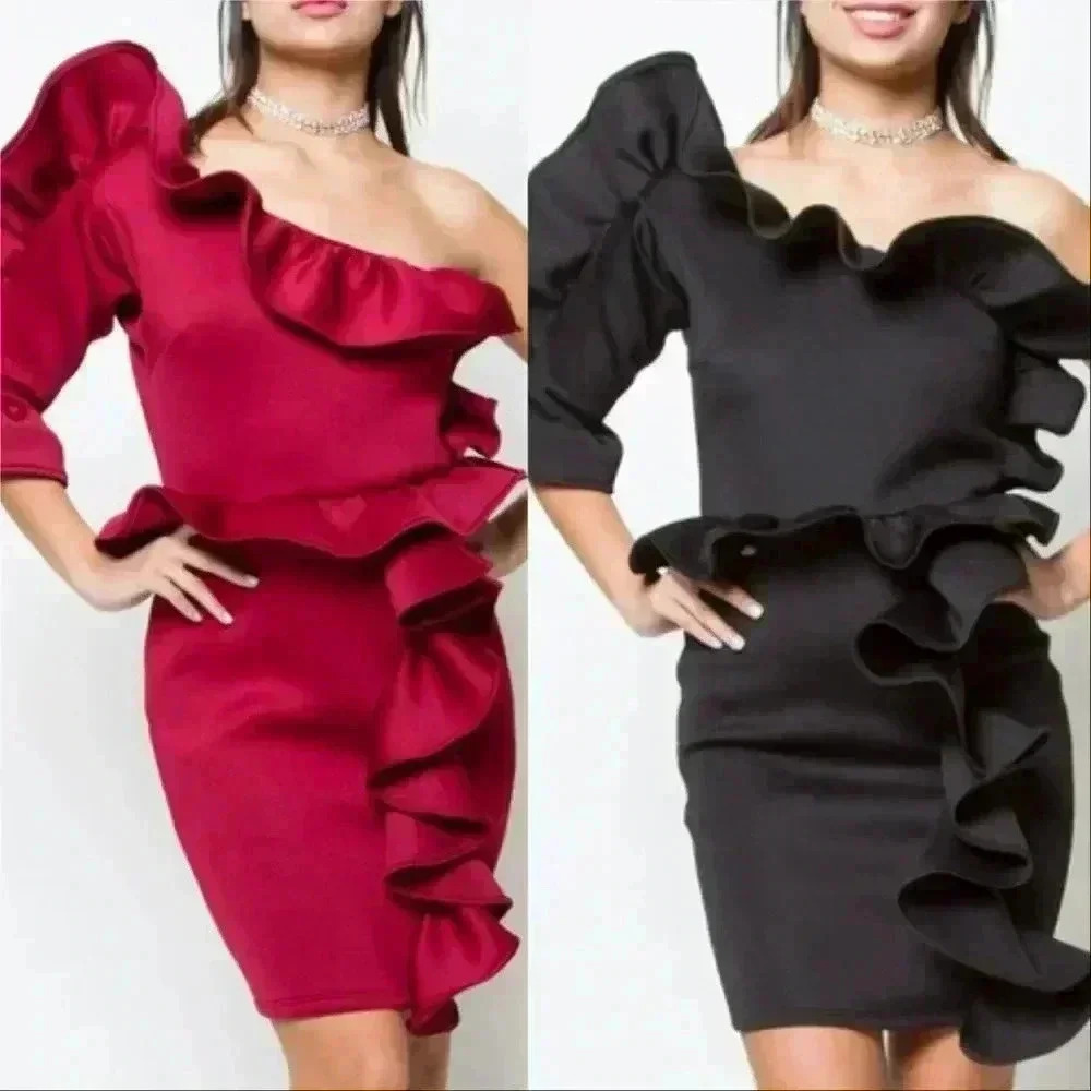 BURGUNDY or BLACK Party Dress
